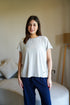 Women summer pajama set Oversized Light Grey shirt + Dark Blue Pants